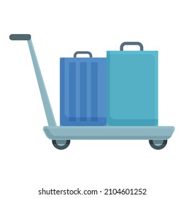 Summer Luggage Trolley Icon Cartoon Vector. Airport Travel. Suitcase Cart