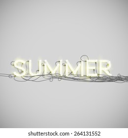 "Summer" made by neon type, vector