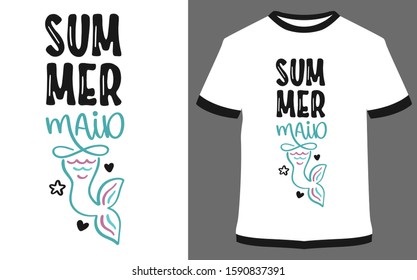 Summer maid - typography t-shirt vector design illustration, it can use for label, logo, sign, sticker for printing for the family t-shirt.
