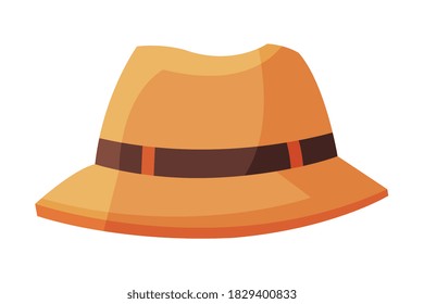 Summer Male Hat, Traveling and Tourism Accessory Vector Illustration on White Background