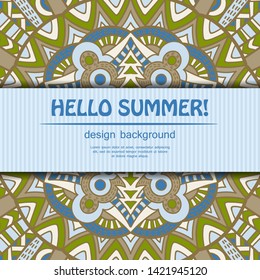 Summer mandala design. Ethnic background.