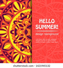 Summer mandala design. Ethnic background.