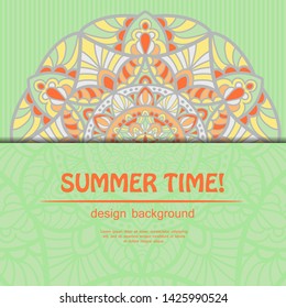 Summer mandala design. Ethnic background.