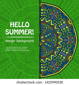 Summer mandala design. Ethnic background.