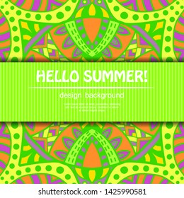 Summer mandala design. Ethnic background.