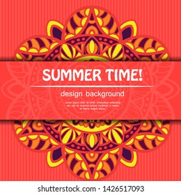 Summer mandala design. Ethnic background.