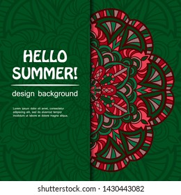 Summer mandala design. Ethnic background.