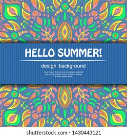 Summer mandala design. Ethnic background.