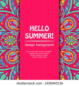 Summer mandala design. Ethnic background.