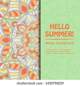 Summer mandala design. Ethnic background.