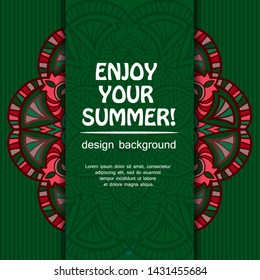 Summer mandala design. Ethnic background.