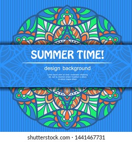 Summer mandala design. Ethnic background.