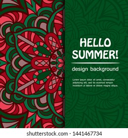Summer mandala design. Ethnic background.