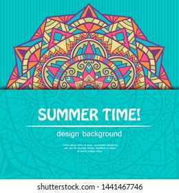 Summer mandala design. Ethnic background.