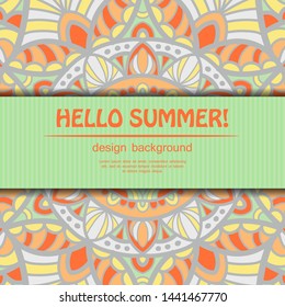 Summer mandala design. Ethnic background.