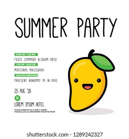 Summer Mango Party Invitation Design with Where and When Details