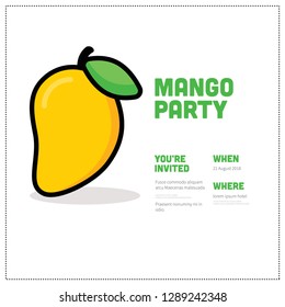 Summer Mango Party Invitation Design with Where and When Details