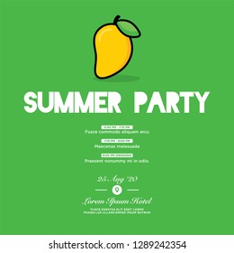 Summer Mango Party Invitation Design with Where and When Details