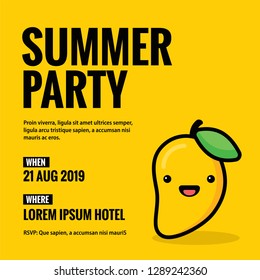 Summer Mango Party Invitation Design with Where and When Details