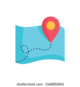 summer map with pin location fill style vector illustration design