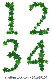 Summer maples leaves letter set. Vector illustration.