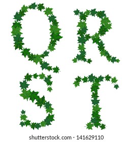 Summer maples leaves letter set. Vector illustration.