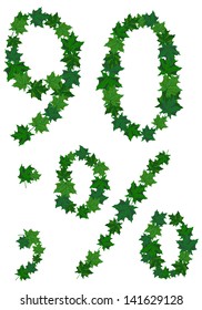 Summer maples leaves letter set. Vector illustration.