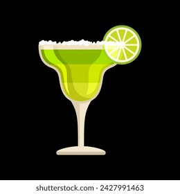 Summer Margarita cocktail flat style vector illustration