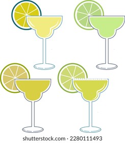 Summer Margarita Cocktail Vector Concept. drink glass. minimalist design. illustration 