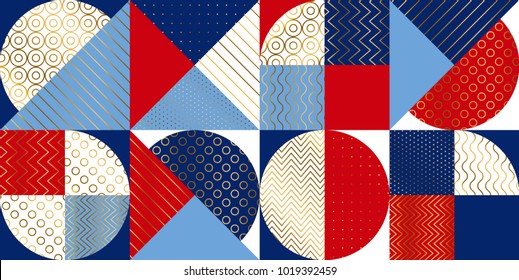 Summer Marine geometric pattern. Geometry stock vector illustration. Traditional sea color (red, white, blue) pattern for vacation and cruise projects.  
