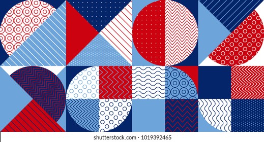 Summer Marine geometric pattern. Geometry stock vector illustration. Traditional sea color (red, white, blue) pattern for vacation and cruise projects.  
