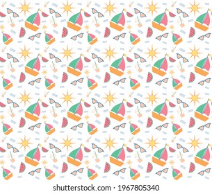 Вright summer marine seamless pattern