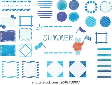 Summer marine taste refreshing blue title frame set
