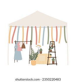 summer market illustration, people walking at festival vector clipart, fair in park clip art, outdoor party images in flat style, digital download, elderly, muslim, black people, couple, family.
