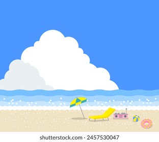 Summer material: refreshing blue sky with thunderclouds and seascape