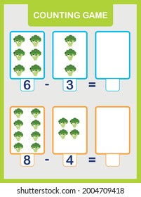 Summer math addition activity for preschool children. Printable simple counting worksheet for kids