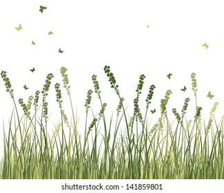 Summer meadow background. EPS 10 vector illustration with transparency and meshes.