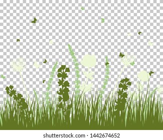 Summer meadow background. EPS 10 vector illustration with transparency and meshes.