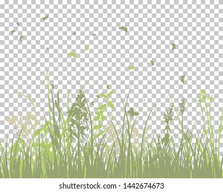 Summer meadow background. EPS 10 vector illustration with transparency and meshes.