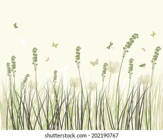 Summer meadow background. EPS 10 vector illustration without transparency and meshes.