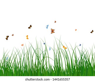 Summer meadow background with tulips. EPS 10 vector illustration with transparency and meshes.