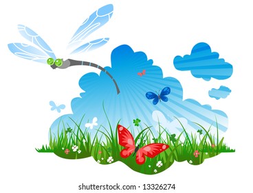 summer meadow with a dragonfly