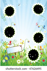 Summer meadow, insert text or photo into frames