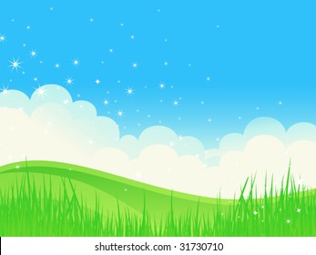 Summer meadow landscape. Vector illustration.