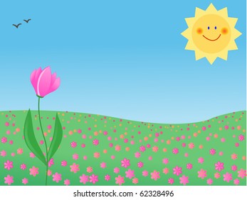 summer meadow with a single flower