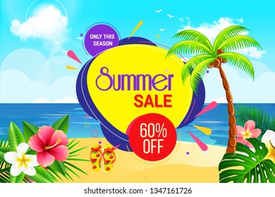 Summer Mega Sale Background with Abstract Realistic Discount Offer Design Poster Download