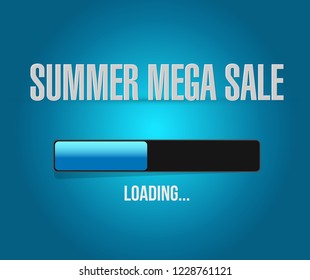 summer mega sale loading bar message concept illustration isolated over a blue background