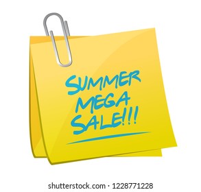 summer mega sale post it message concept illustration isolated over a white background