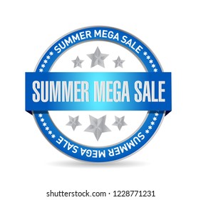 summer mega sale Seal stamp message concept illustration design background