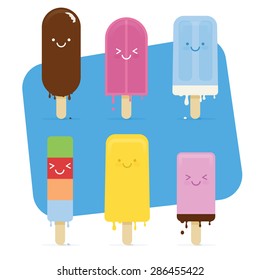 Summer Melted Ice Cream with cute smile face